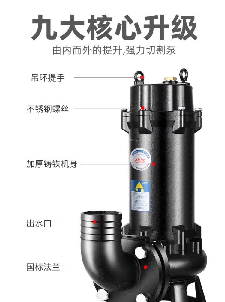 进口污水泵切割式法兰款小型化粪池高流量增压抽粪池塘潜水泥浆排污泵(图23)