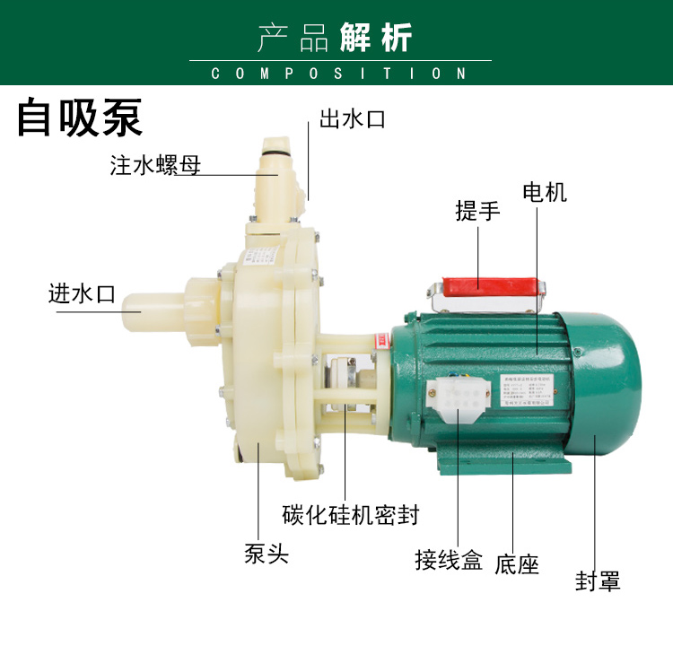 进口化工泵耐腐蚀工程塑料泵抽海水离心泵耐酸碱自吸泵防腐泵(图3)