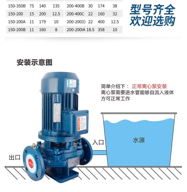 进口立式管道泵离心泵三相冷却塔锅炉冷热水空调增压泵380V循环泵(图10)