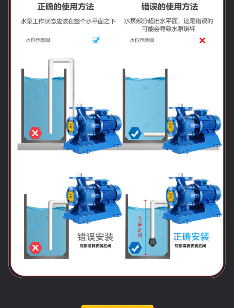 进口立式管道离心泵380V卧式增压泵冷热水循环泵锅炉耐高温管道泵(图22)