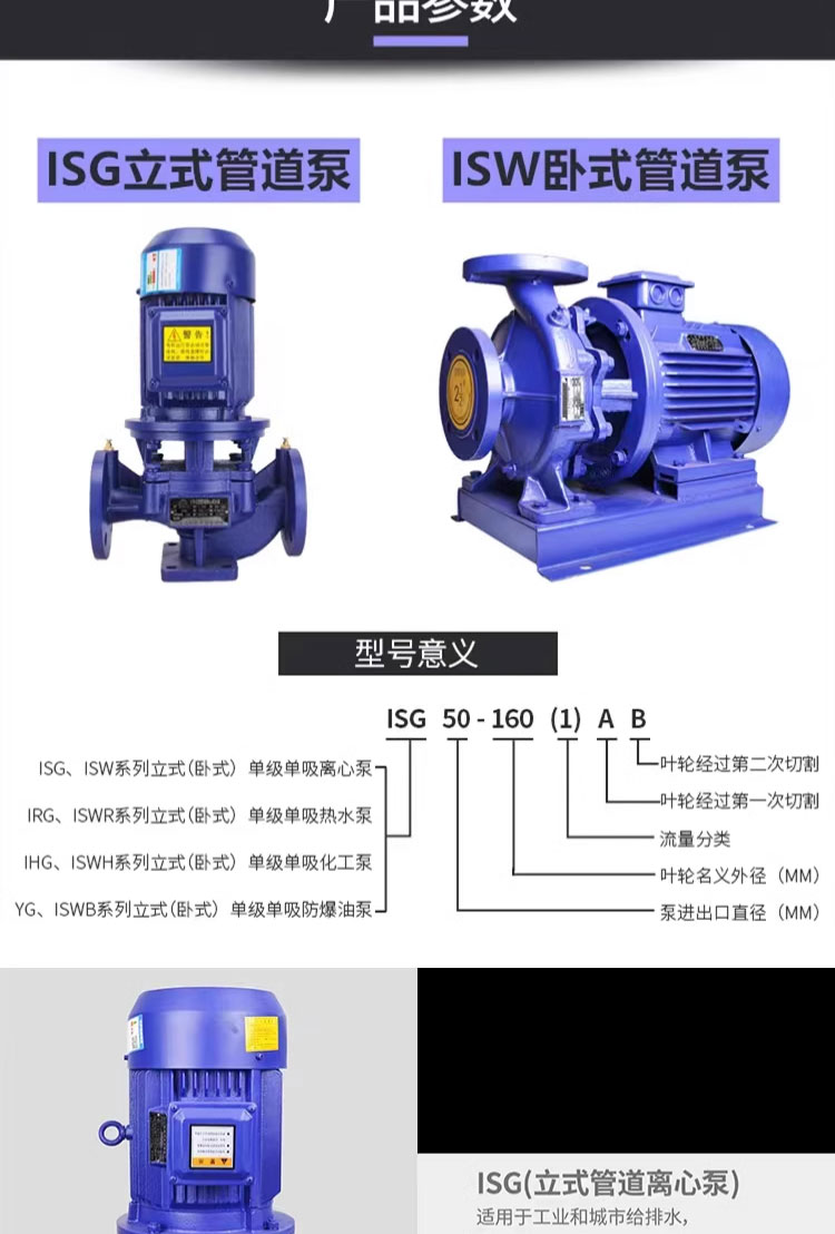 进口立式_卧式 管道单级离心泵耐腐蚀不锈钢电动离心循环泵(图3)