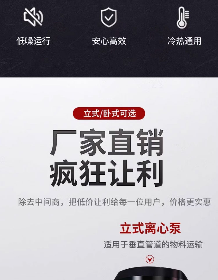 进口立式管道离心泵380v工业耐腐蚀防爆卧式增压泵ISW暖气热水循环(图3)