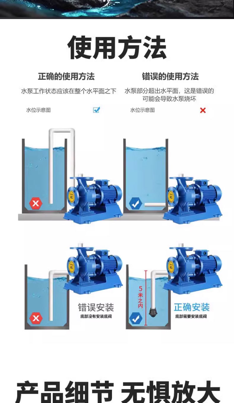 进口卧式离心泵耐高温管道泵380v工业锅炉热水循环泵自式吸增压泵(图10)