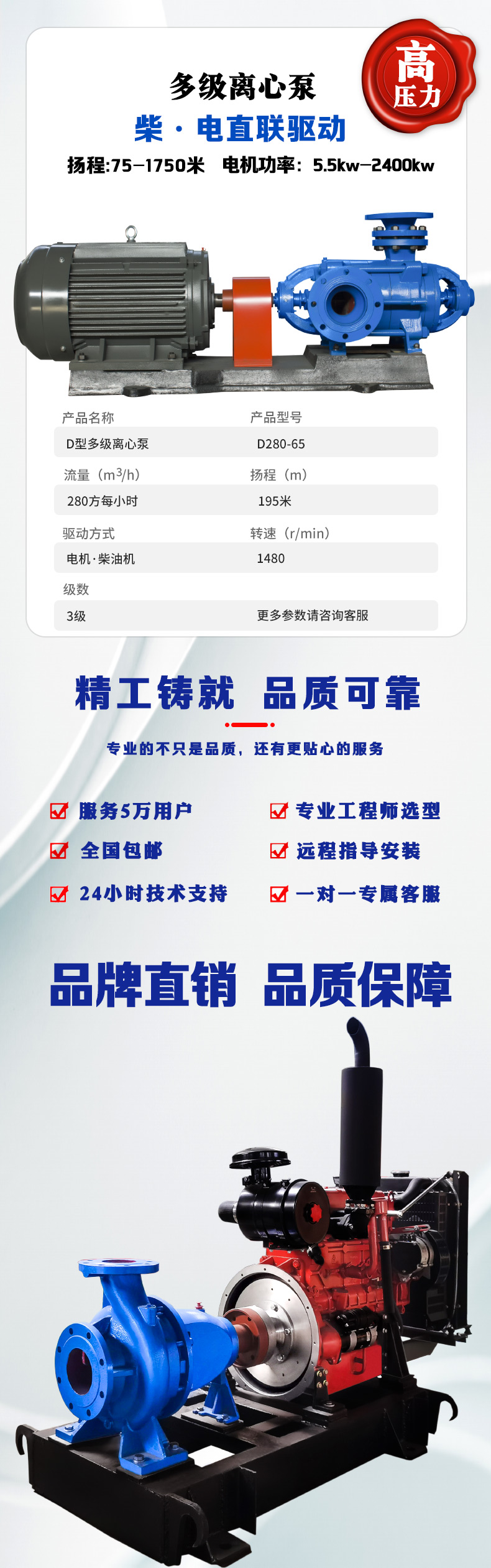 进口柴油抽水机大流量扬程75is离心泵3寸4寸灌溉水泵高压蜗牛水泵(图2)