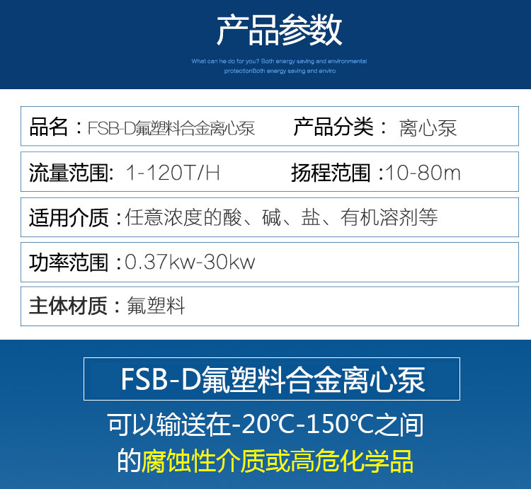 进口氟塑料合金离心泵FSBD直联式防腐蚀耐酸碱化工离心水泵(图3)