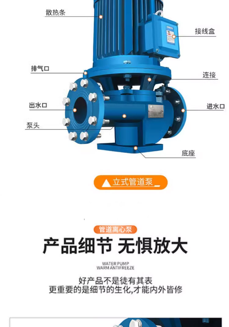 进口管道泵380V立式离心泵暖气热水循环泵高扬程工业锅炉消防增压泵(图12)