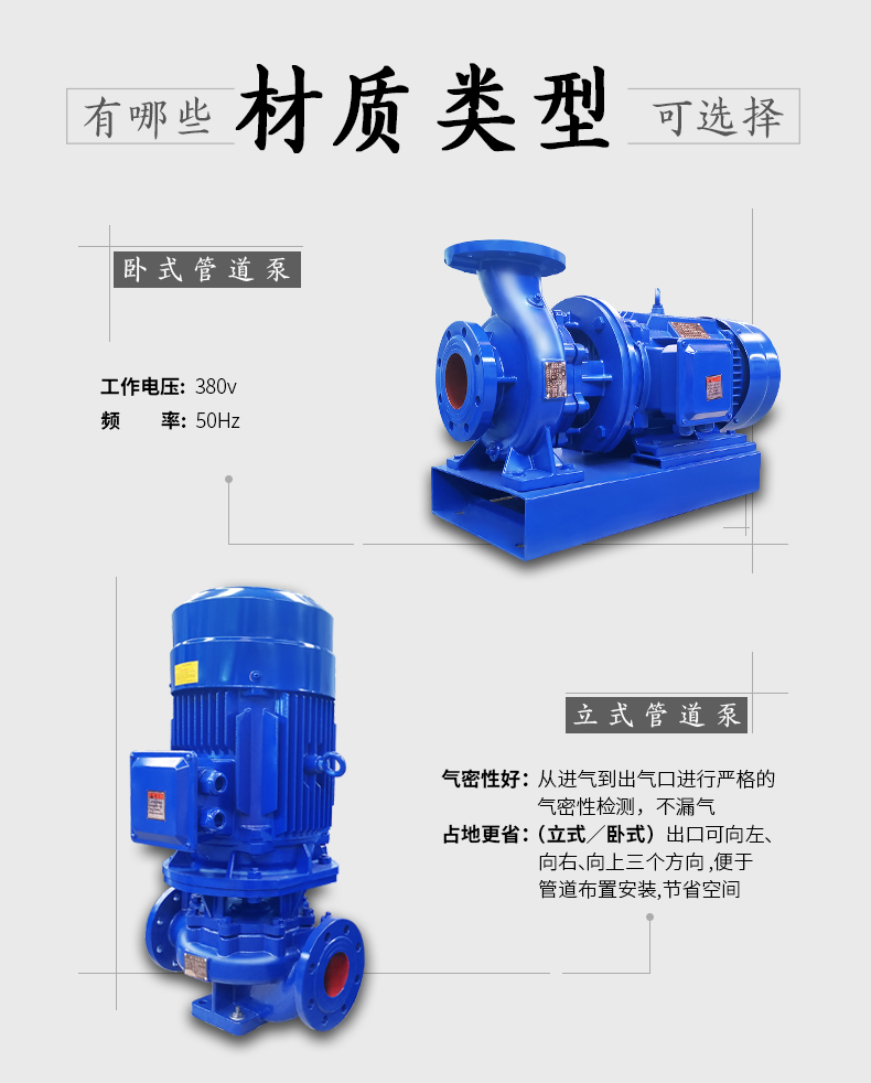 进口管道离心泵增压高扬程ISG型管道泵380v立式7.5kw18.5kw55千瓦循环(图9)