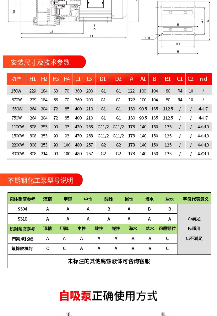 进口管道增压泵316不锈钢工业耐腐蚀水泵耐酸碱排污离心泵化工水泵(图20)