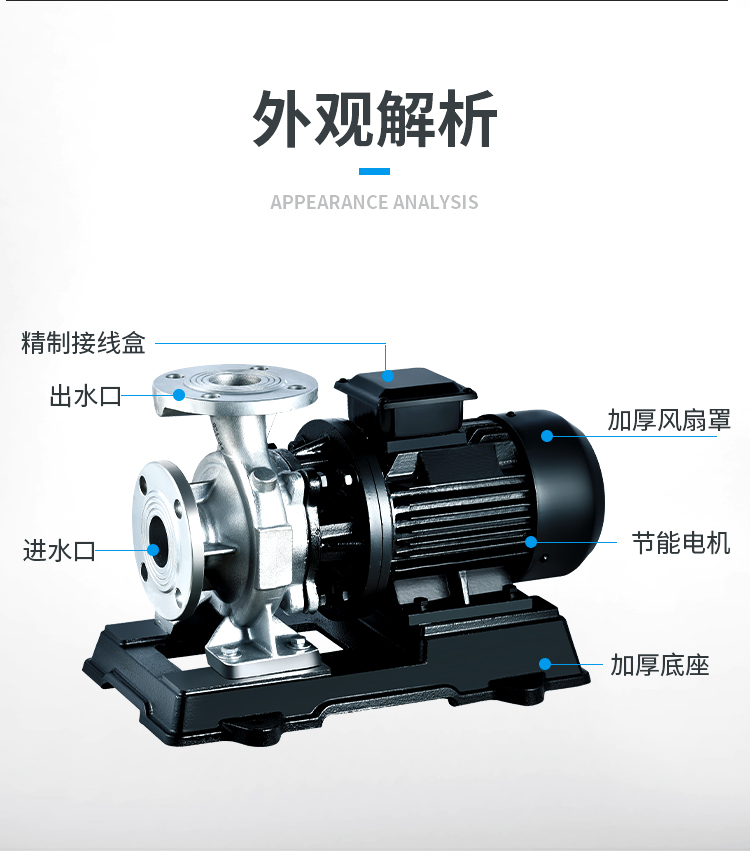 进口国标不锈钢304卧式50-160-3KW管道离心泵消防泵锅炉循环冷却(图9)