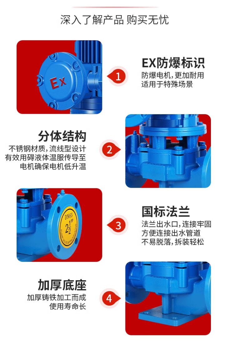 进口国标防爆管道离心泵BT4立式循环泵380v耐高温热水卧式自吸增压泵(图26)