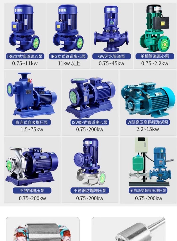 进口立式管道泵卧式不锈钢离心泵高扬程大流量自来水增压泵热水循环泵(图19)