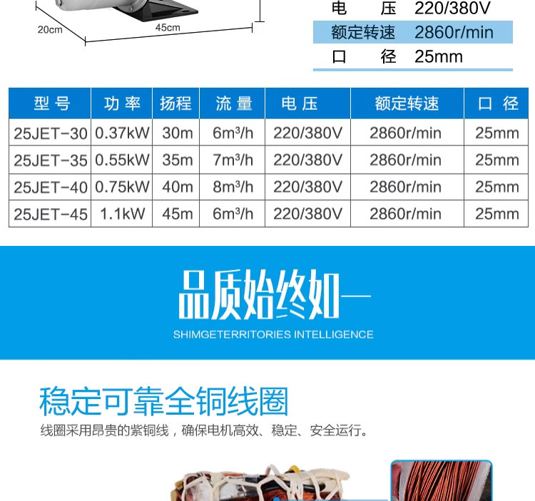 进口不锈钢高压自吸喷射泵工业高扬程增压耐腐蚀防腐抽水泵(图6)