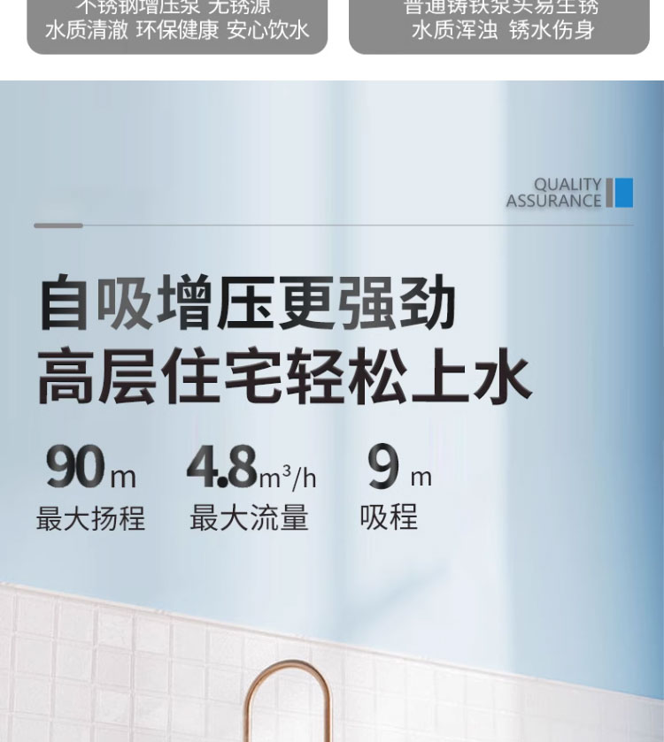 进口不锈钢螺杆自吸泵220V水井自来水家用增压泵无塔小型高扬程抽水泵(图5)