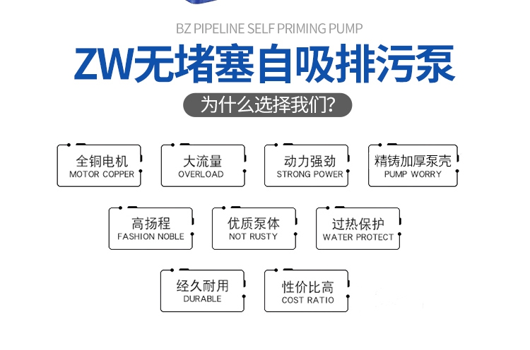 进口国标ZW三相自吸离心泵2寸大流量高扬程卧式管道离心泵热水循环泵(图2)