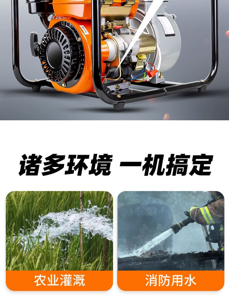 进口汽油机水泵力帆动力农用灌溉高扬程抽水机2寸3自吸泵大流量抽水泵(图6)