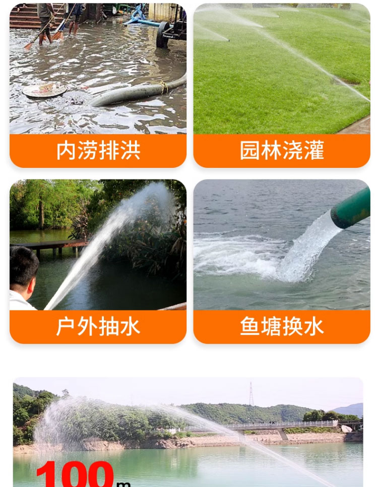 进口汽油机水泵力帆动力农用灌溉高扬程抽水机2寸3自吸泵大流量抽水泵(图7)