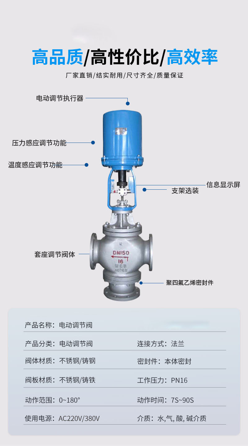 进口电子式输出信号4-20mA电动三通调节阀高温蒸汽热油分流合流调节阀(图2)