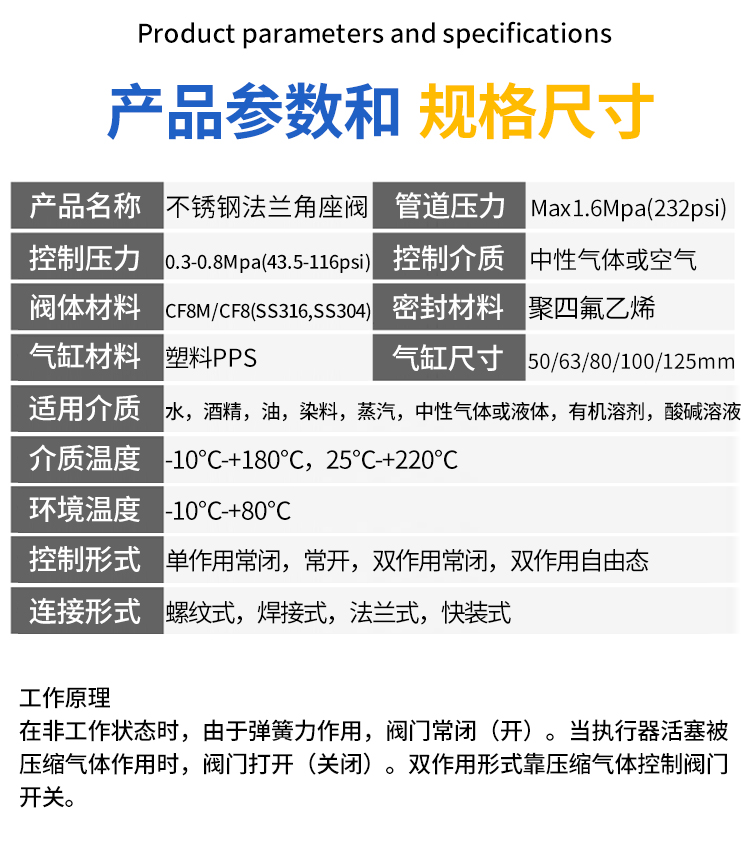 进口不锈钢法兰气动角座阀蒸汽Y型气控切断阀门耐高温自动控制阀(图3)