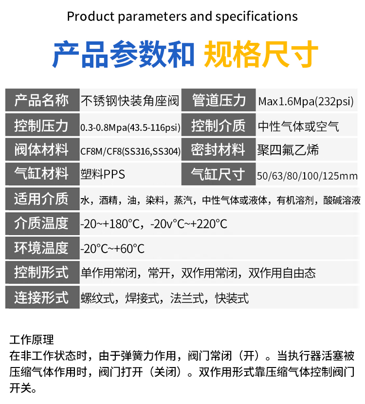 进口不锈钢气动快装角座阀蒸汽Y型气控切断阀门耐高温自动控制阀(图3)