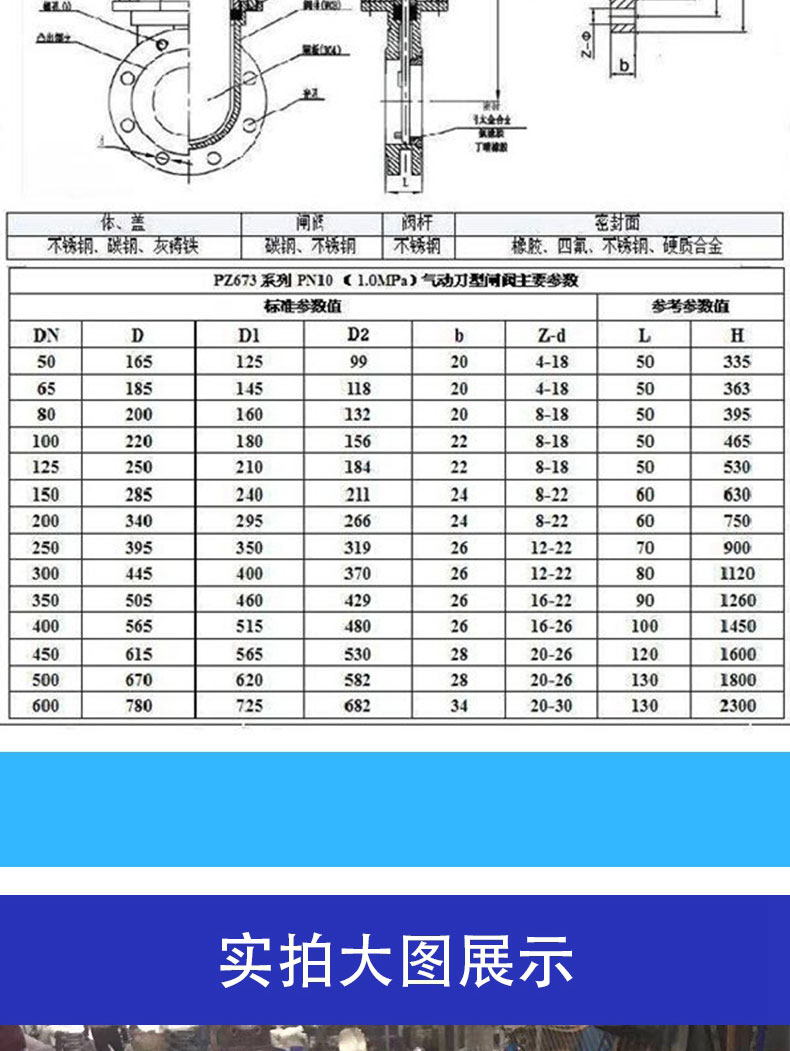 进口电动刀型闸阀 PZ973H_X-10C_P 铸钢_不锈钢浆料插板阀(图3)