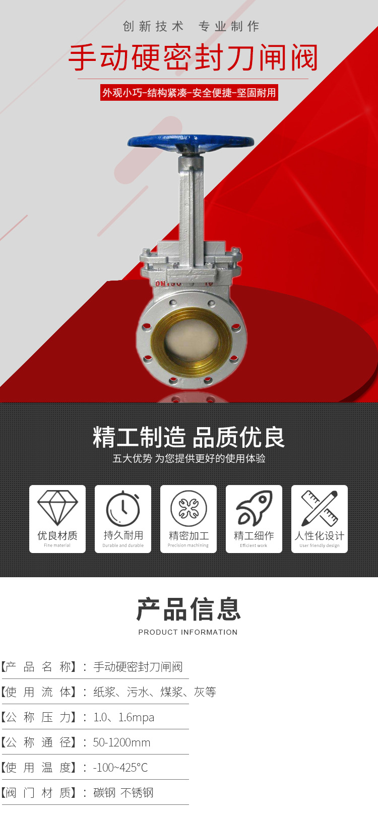 进口手动刀闸阀 PZ73H-10_16C_P 刀型闸阀 泥浆阀明杆暗杆插板阀(图1)