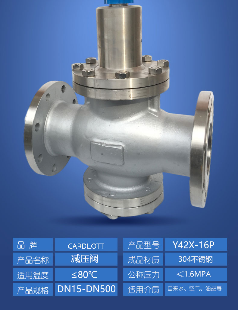 进口压缩空气氨水自来水水用弹簧薄膜可调式不锈钢法兰减压阀(图8)
