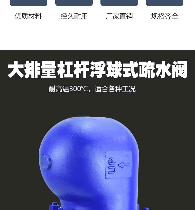 进口大排量铸钢法兰杠杆浮球式蒸汽疏水阀疏水器(图3)