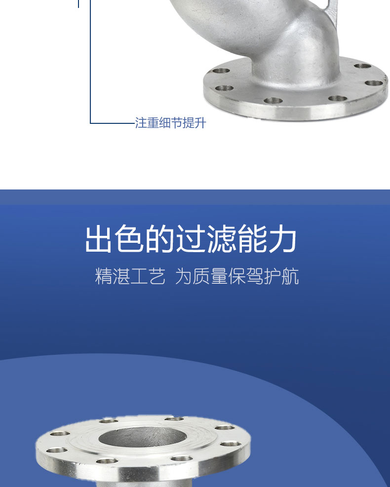 进口高温蒸汽自来水Y型304不锈钢法兰过滤器除污阀过滤阀门(图6)