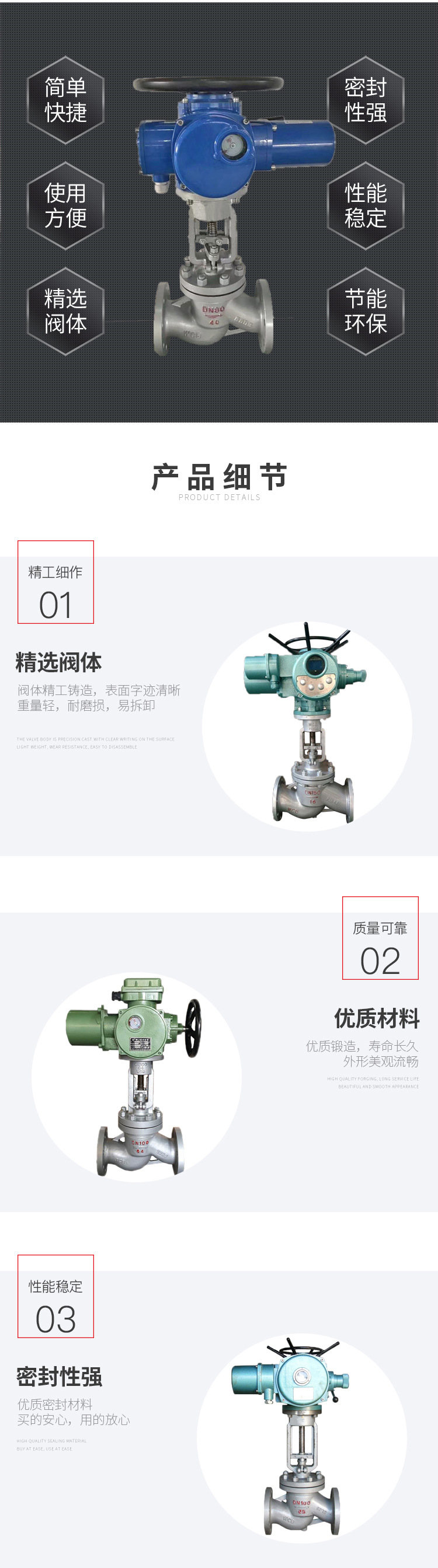 进口电动法兰截止阀 不锈钢铸钢蒸汽法兰截止阀(图3)