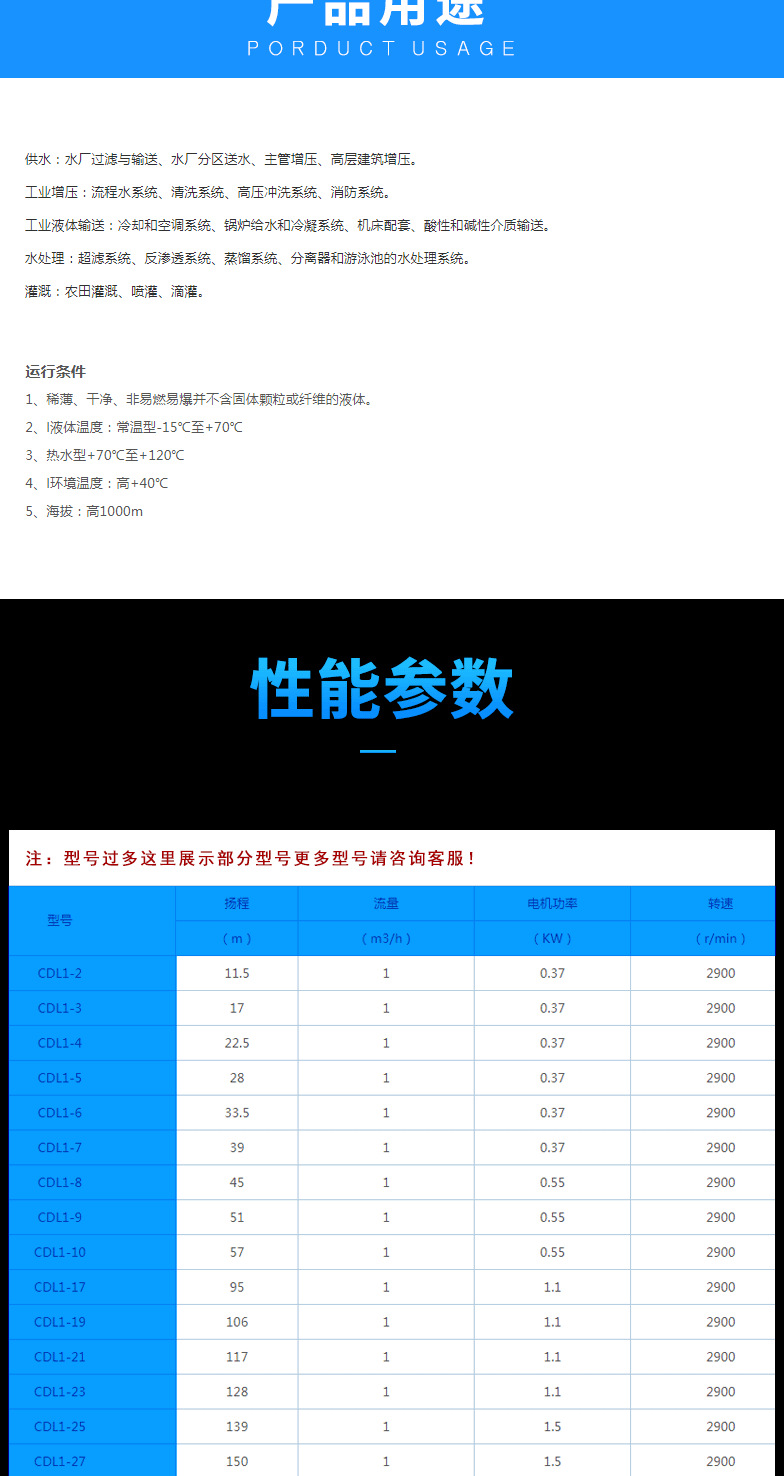 进口轻型多级泵 恒压高扬程立式多级离心泵 多级不锈钢泵(图6)