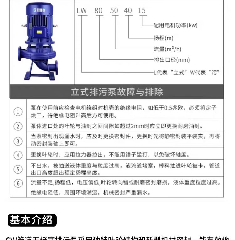 进口无堵塞管道式排污泵(图12)