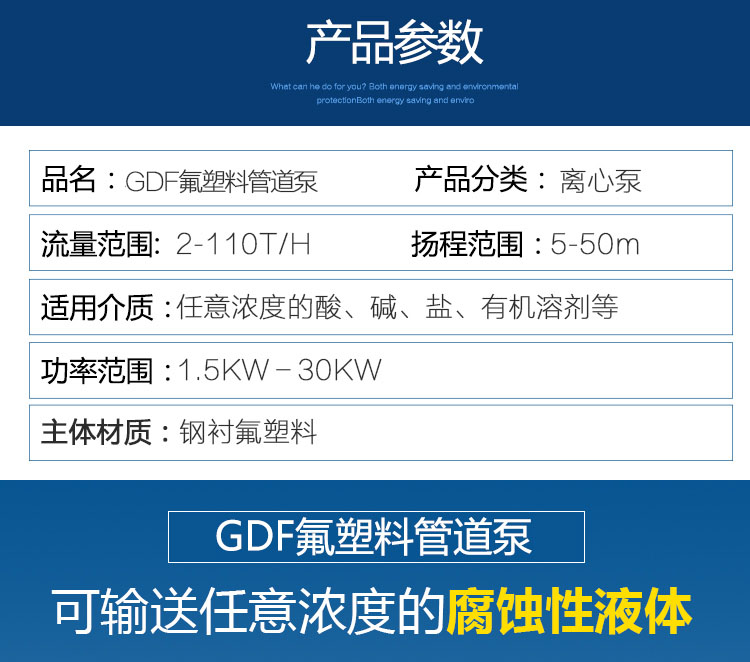 进口氟塑料管道泵GDF立式衬氟管道泵耐腐蚀耐酸碱立式离心泵(图3)