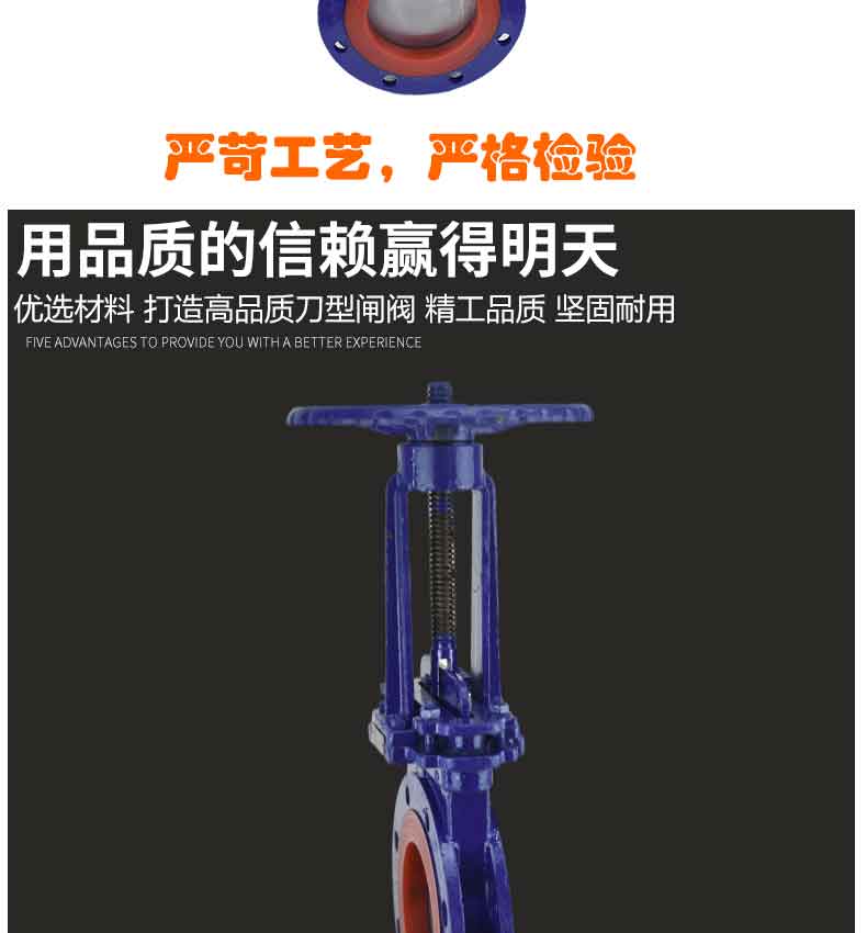 进口污水泥沙聚氨酯耐磨型手动刀型闸阀插板阀(图7)